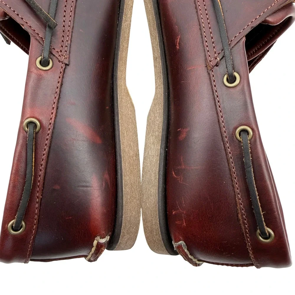 Timberland Boat Shoes Mens 14M Burgundy Leather 2-Eye Classic Deck